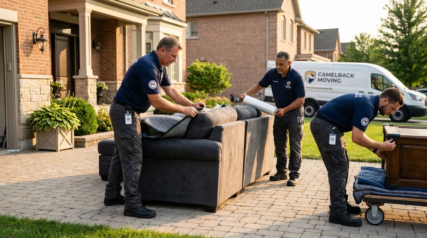 Large estate moving crew wrapping furniture in Harkers Island, NC