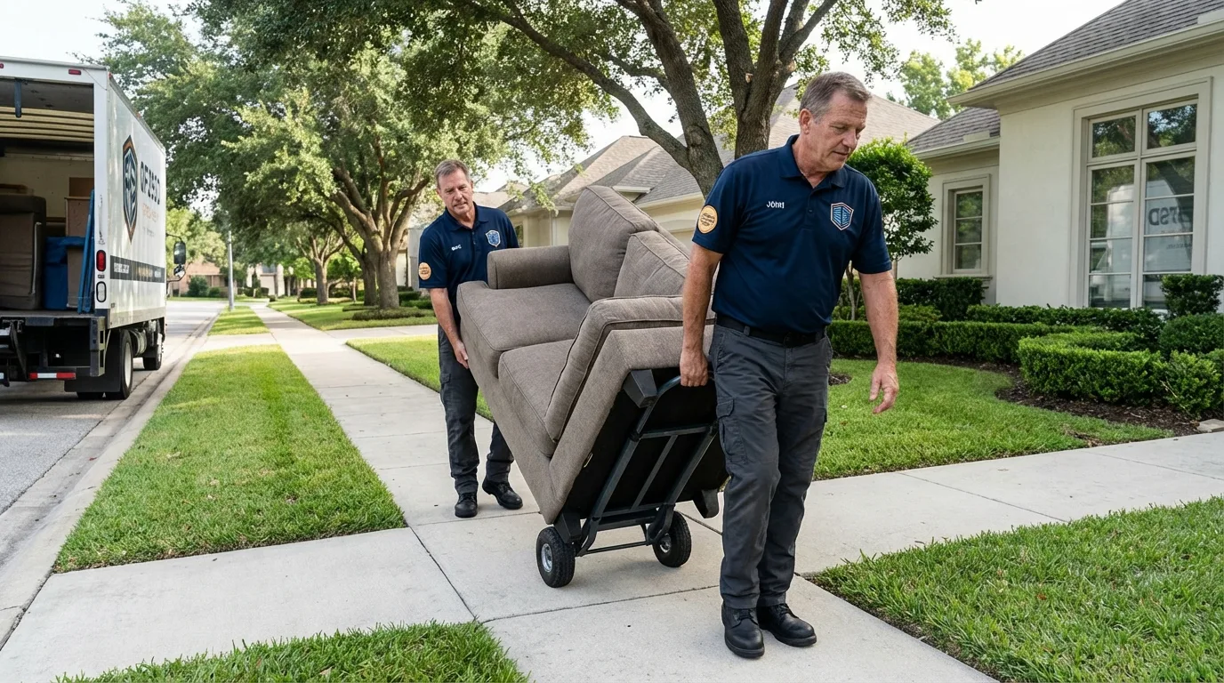Local residential moving crew loading furniture in Harkers Island, NC
