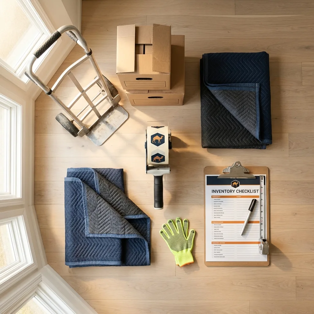 Professional moving supplies and packing materials layout for Harkers Island residential relocations